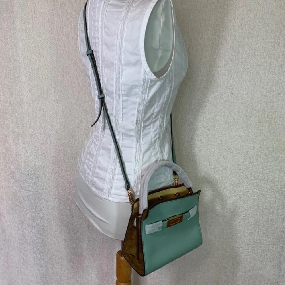 NEW Tory Burch Lee Radziwill Rivulet Blue Leather Petite Double Bag/Shoulder Bag - Picture 12 of 15